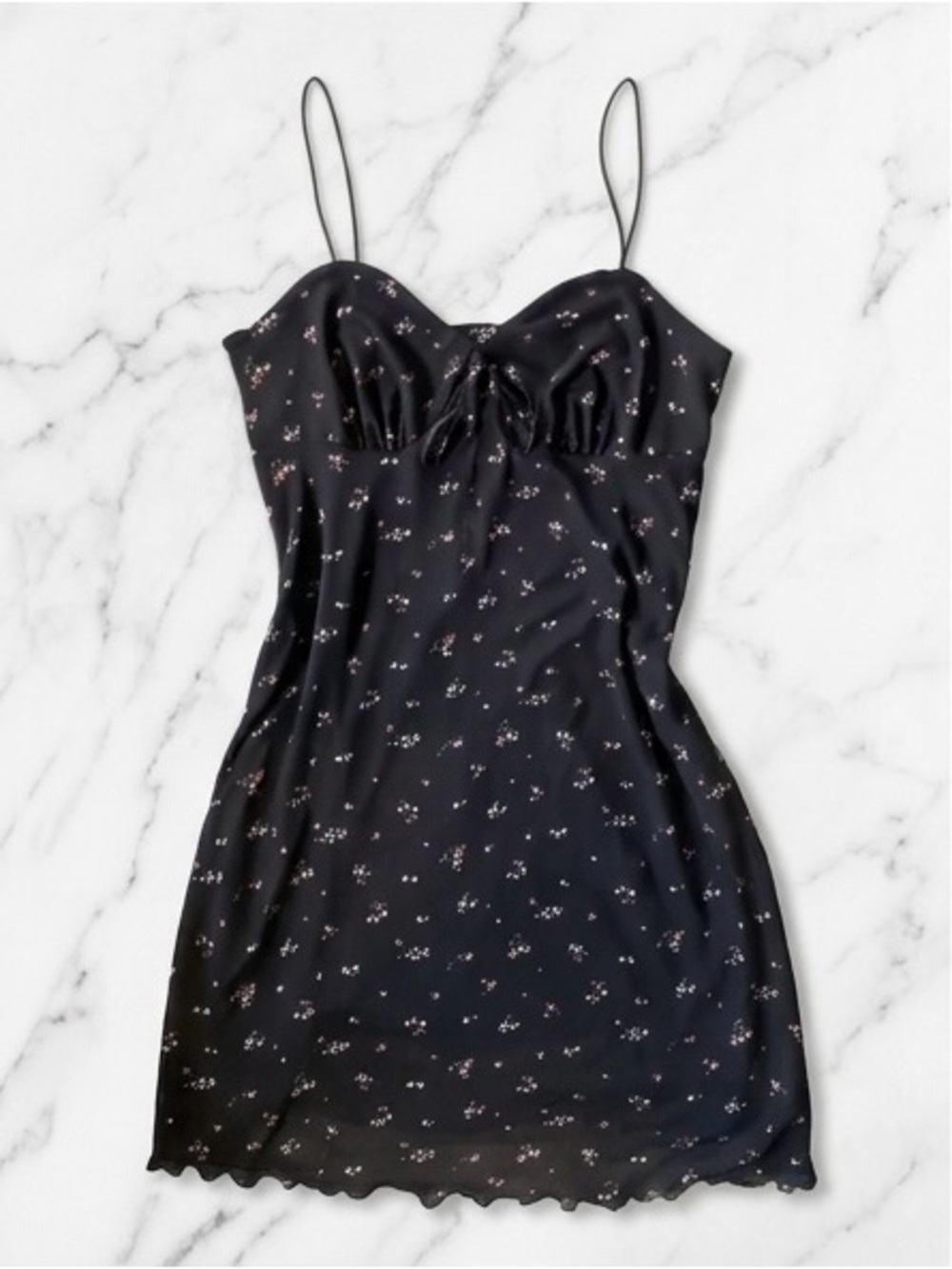 🌸 Forever21 Black Ditsy Floral Mini Slip Dress | Size Small